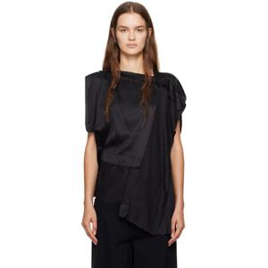 25 FW 메종마르지엘라 여성 블랙 새틴 블라우스 242188F107000
