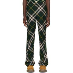 25 FW 버버리 남성 그린 체크 슬랙스 241376M191009