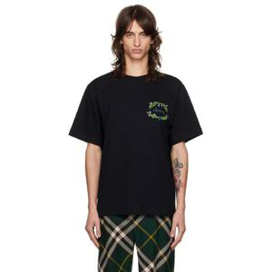 25 FW 버버리 남성 블랙 시슬 로고 티셔츠 242376M213026