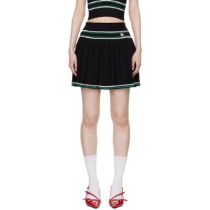 25 FW 카사블랑카 여성 블랙 플리츠 미니 스커트 242195F090004