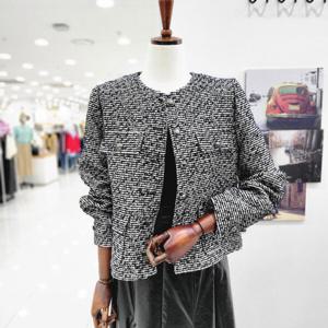 [비지트인뉴욕]라운드넥 단추포인트 트위드자켓 VAAJK25_US