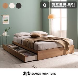 [삼익가구]조이 빅서랍 3단 수납 침대(40T 컴포트폼 독립 포켓스프링 매트리스-퀸)