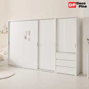 데코파인 리즈 슬라이딩장롱 ZB세트 옷장 서랍옷장 안방 신혼부
