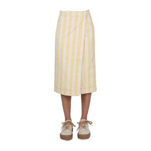 써네이 스트라이프 패턴 미디 스커트 CRTWWSKR006 DEN004EYS