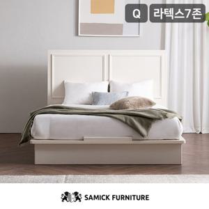 삼익가구 프롬 프리미엄 도장 침대(라텍스 7존 독립스프링 매트리스-퀸)+ 협탁1