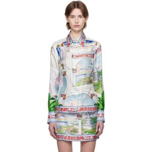 25 FW 카사블랑카 여성 멀티컬러 르 패시지 실크 셔츠 251195F109006