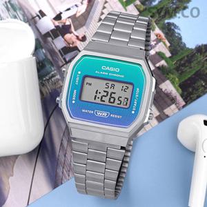 카시오 A168WER-2A 빈티지 사각 그라데이션 전자 남녀공용 메탈