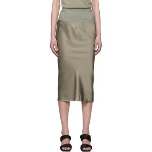 25 FW 릭오웬스 여성 그린 할리우드 바이어스 컷 미디 스커트 251232F092017