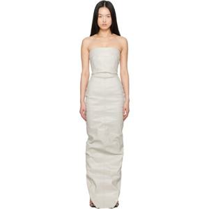 25 FW 릭오웬스 여성 오프 화이트 할리우드 뷔스티에 데님 가운 251232F055035