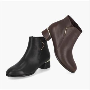 [엘칸토(여성화)]여성쿠션 양가죽 원포인트 앵클부츠 LCWA09U44C 블랙/브라운