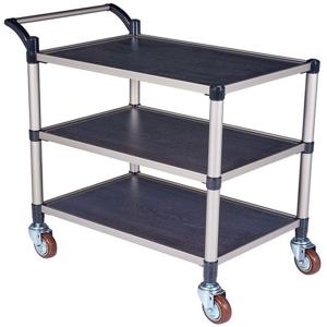 카트 서빙카 우드 3단 특대 회색 소폭 바퀴