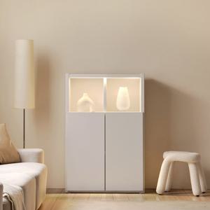 아씨방가구 제이슨 LED 조명 수납 36T 3단 도어형 책장 800