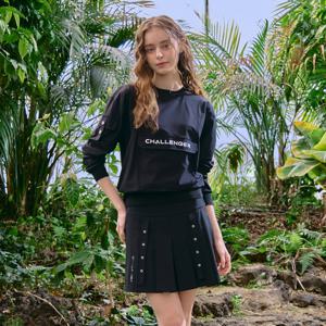 [챌린저] 여성 앞포켓 장식 라운드 우븐탑 블랙