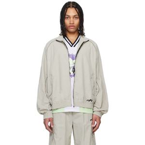 25 FW 오프화이트 남성 그레이 오프 스플릿 트랙 재킷 251607M180000