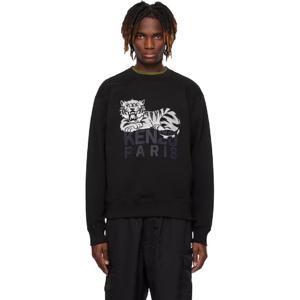 25 FW 겐조 남성 블랙 겐조 파리 겐조 해피 타이거 자수 스웨트셔츠 251387M204009