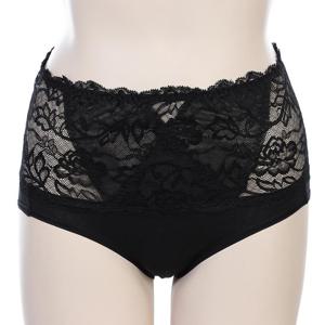 [바바라] 여성 삼각 하이웨스트 부인용 높은 레이스 면 팬티 APT4351B BK