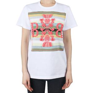 배리 여성 캐시미어 B로고 패치 반팔티 화이트 C279719 317