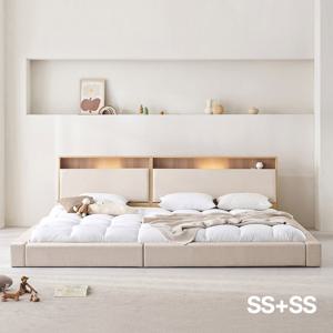아씨방가구 제로업 LED수납헤드 가죽 오픈형 패밀리침대 SS+SS 본넬