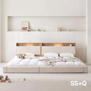 아씨방가구 제로업 LED수납헤드 가죽 오픈형 패밀리침대 SS+Q 본넬