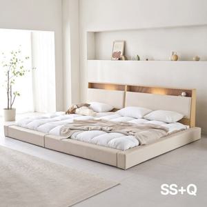 아씨방가구 릴렉스업 저상형 LED 수납 오픈형 패밀리침대 SS+Q 독립