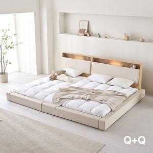아씨방가구 릴렉스업 저상형 LED 수납 오픈형 패밀리침대 Q+Q 본넬
