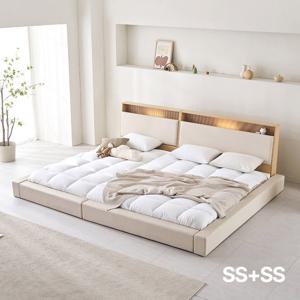 아씨방가구 릴렉스업 저상형 LED 수납 오픈형 패밀리침대 SS+SS 본넬