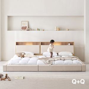 아씨방가구 제로업 LED수납헤드 가죽 오픈형 패밀리침대 Q+Q