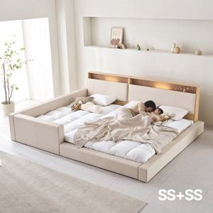 아씨방가구 릴렉스업 저상형 LED 수납 세이프 패밀리침대 SS+SS