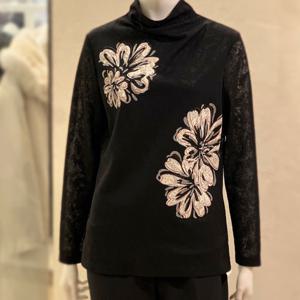 [벨리시앙]반하이넥 플라워 프린트 블라우스(3color) BL4109