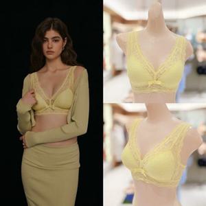 [BARBARA][ABR4442 레몬] 바바라 시그니처 상변들뜸 NO 풀컵 삼각패드 브라렛