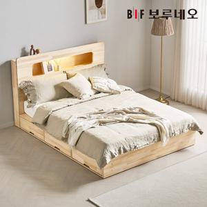 [착불] 보루네오 코지 3서랍 편백나무침대 원목 수납헤드 더블 본넬매트리스