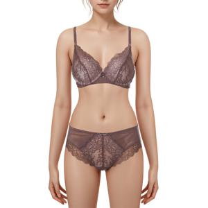 [보디가드]시스루 느낌 브라운 레이스 볼륨브라 햄라인 팬티 세트BGWBA803BGWPA804