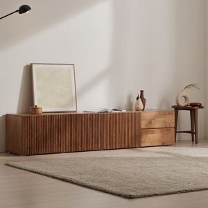 그란데W 티비다이 원목 도어 낮은 거실장 2000(기본형)