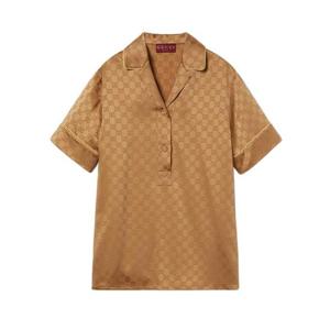 구찌 GG 새틴 반팔 셔츠 814927ZAQKJ2031 BRASS DOM