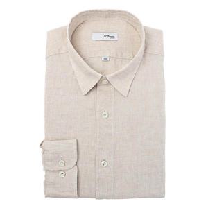 [에스티듀퐁(셔츠)]베이지 린넨 버튼다운 슬림핏 긴소매 셔츠 SE5SM21LS331SBE