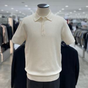 [지오지아]워셔블 비스코스 반팔 카라 니트_ABF2ET1902_IV_DG