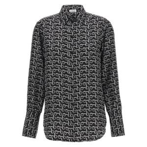 버버리 프린트 실크 셔츠 8090732SILVERBLACK Black