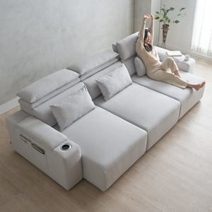 무브 4인 모션소파 전동 리클라이너 슬라이딩 확장형 아쿠아스웨이드(좌방석 일체형 최대 1100mm확장 팔걸이수납형 리모컨 쇼파침대)