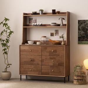 나무뜰 헤이즐 원목 홈카페 와이드 서랍장 1200+높은 상부장 세트 GM458C (착불)