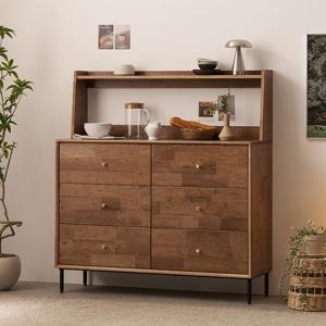 나무뜰 헤이즐 원목 홈카페 와이드 서랍장 1200+낮은 상부장 세트 GM456C (착불)