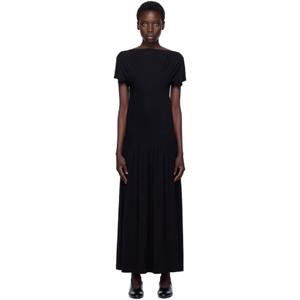 25 FW 토템 여성 블랙 나이프 플리츠 저지 맥시 드레스 252771F055005