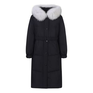 [베스띠벨리]구스다운 폭스 퍼 후드 벨티드 롱 코트 BJHJY2630