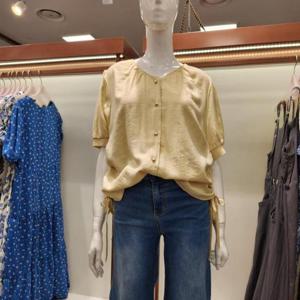 수스 HC04 라운드 옆셔링 블라우스 S252BBL565