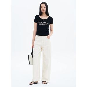 (115621AP10) [에잇세컨즈] 스트라이프 텍스처 데님 팬츠  아이보리