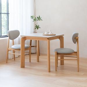 헤닝 밀키오 세라믹식탁 세트 2인용 원목 식탁 800 의자2