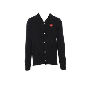 꼼데가르송 PLAY 플레이 V넥 하트 와펜 가디건 AXN0080511BLACK
