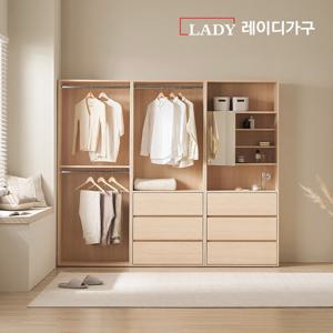 레이디가구 이안 드레스룸 240cm C세트 (80cm 2단 행거형+80cm 3