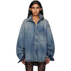 25 FW 발렌시아가 여성 블루 페이딩 워싱 데님 셔츠 251342F109000