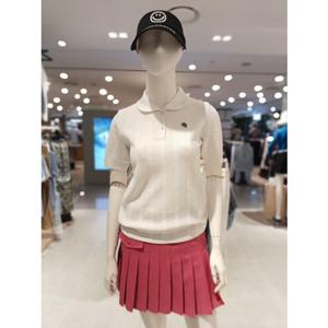 [파리게이츠] 25FW가을 여성 둥근 카라 골지 반팔 니트 (521E3SR102WH)