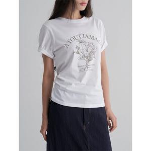 (325742LY31) [에잇세컨즈] 플로럴 레터링 그래픽 반소매 티셔츠  화이트